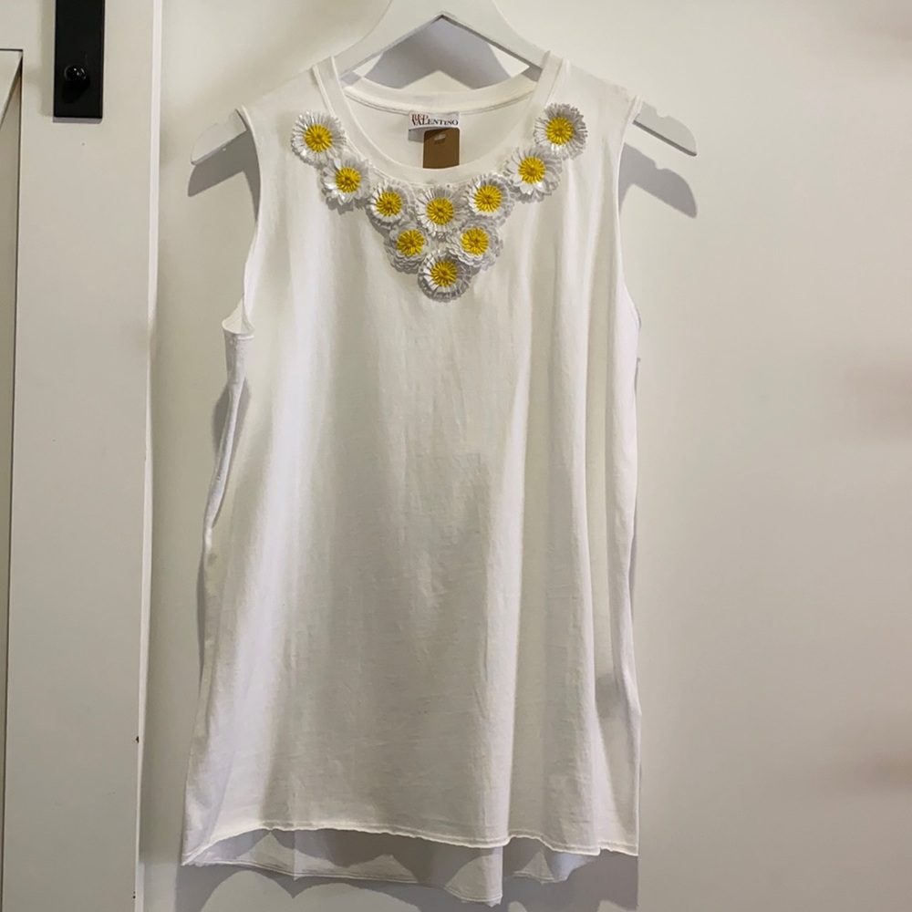 Red Valentino Floral Beaded Tank